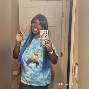 Hot Topic Demon Slayer Tshirt Hashibira Inosuke - L Blue Tie Dye